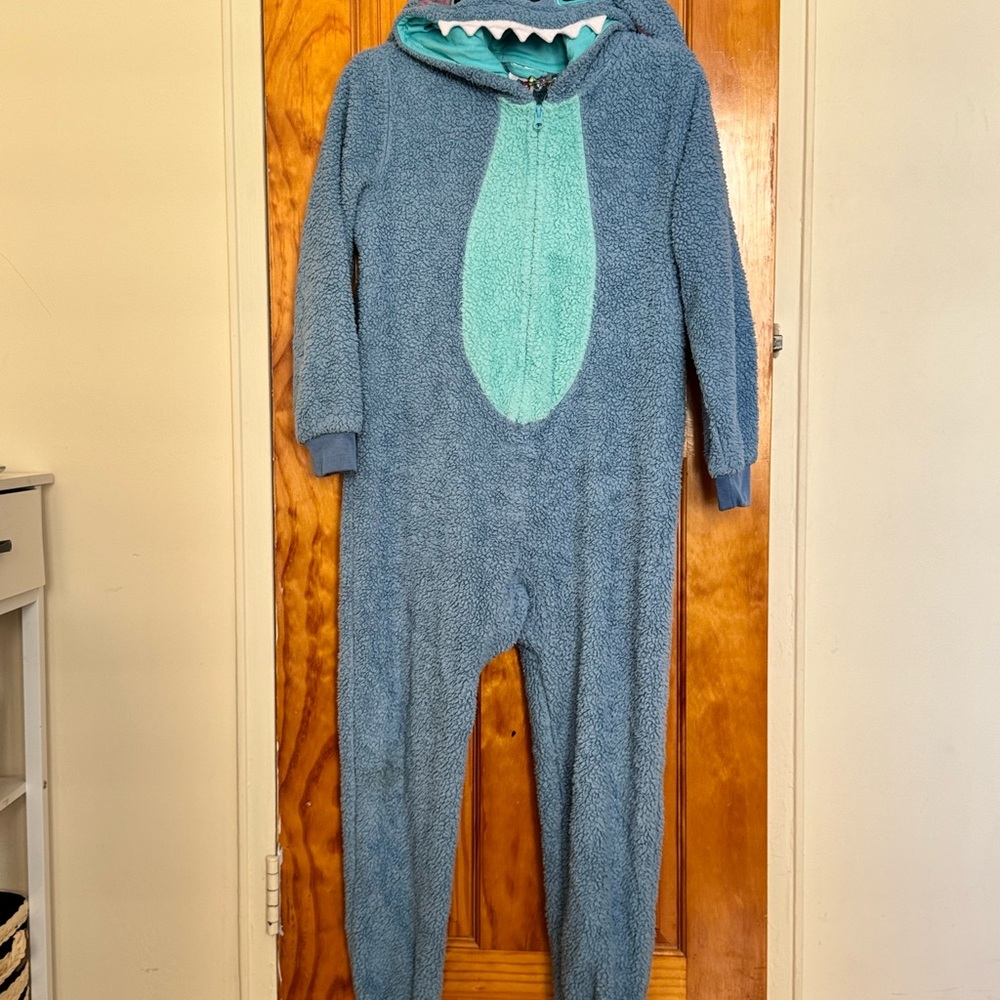 Disney Blue Monster Kids One Piece Pajama Costume Stitch Size 9-10